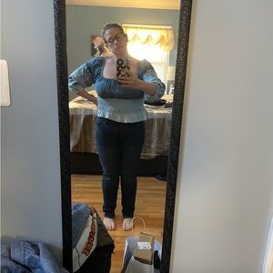 Pilcro chambray smocked shirt